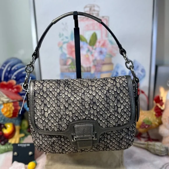 Coach Taylor Snake Print Flap Crossbody - Picture 1 of 12